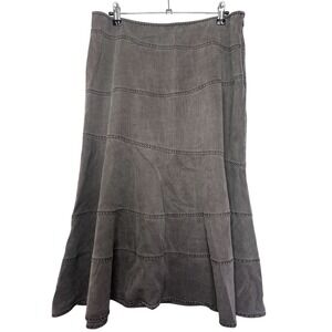 J. Jill Grey Washed Gray Denim Maxi Skirt Size 14 Tencel Long Flowy Soft Boho